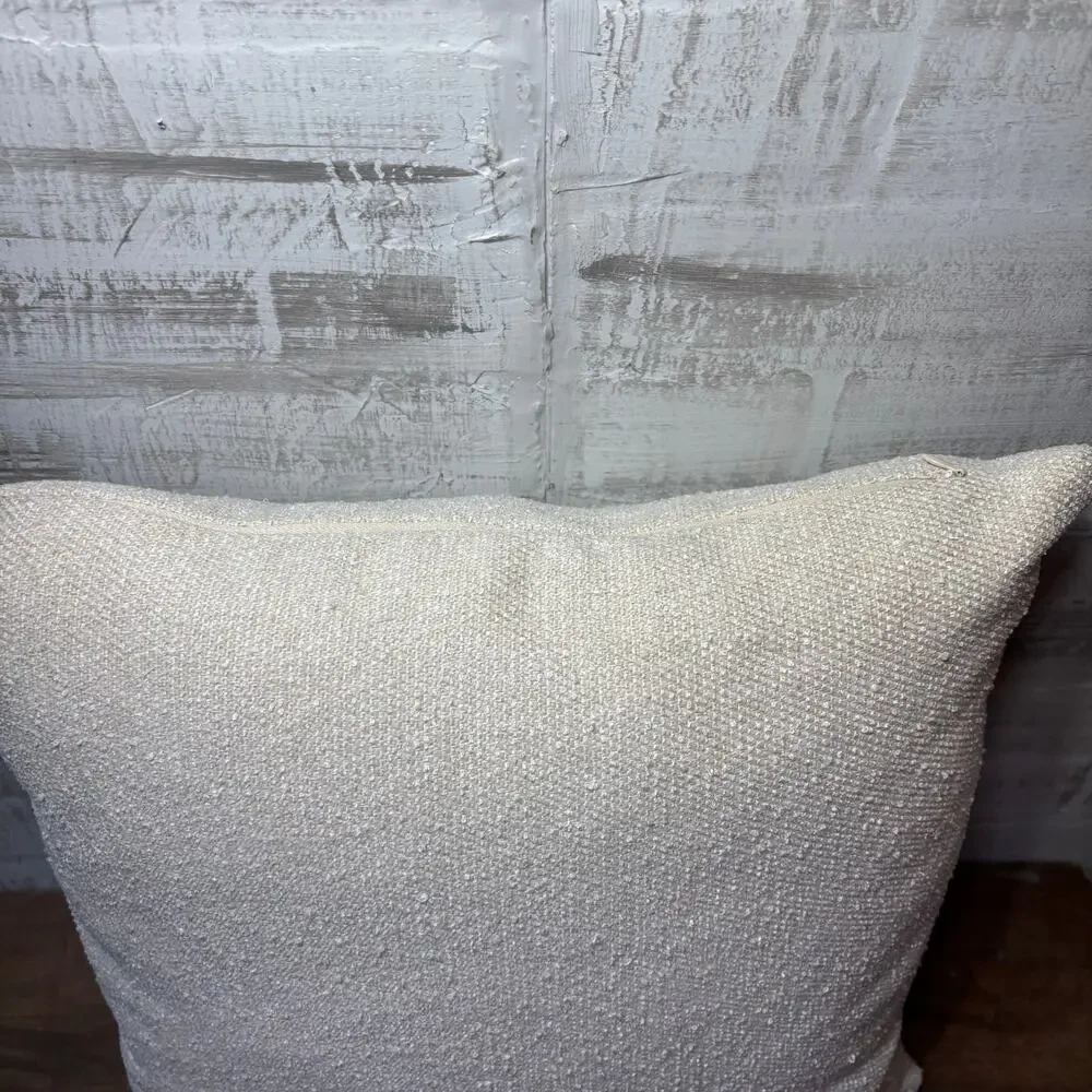 Off White Textured Square Throw Pillow